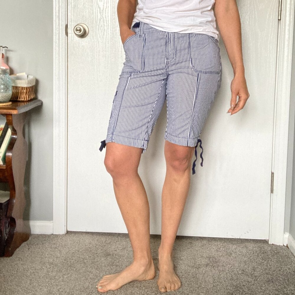 St. John's Bay blue and white striped shorts